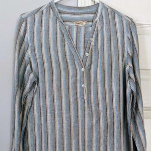 FAHERTY USA Linen Tunic Dress S Fresh Blue Stripes 6 8  ~NEW